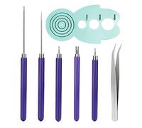 SAVITA Quilling Kit, 5 Pièces Quilling Outils à Fente y Compris un Entraîneur de Curling et une Paire de Pincettes pour les Fleurs en Papier à Rrouler L'artisanat Bricolage Débutants (Bleu, Violet)