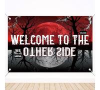 SAVITA Toile de Fond Bienvenue dans l'autre Monde, 120x80cm Forêt Hantée à l'envers Décorations Fête Thème d'halloween et Étrangers Décoration Murale d'une Chambre d'anniversaire et Accessoires Photo