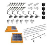 SAVOLAR Kit de montage pour 2 panneaux - Crochet de toit en acier inoxydable et profilés en aluminium - Compatible avec les panneaux solaires de 30 à 40 mm d'épaisseur sur les toits inclinés