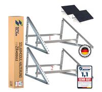 SAVOLAR Lot de 2 supports solaires en aluminium et acier inoxydable, montage mural, pour centrale électrique de balcon jusqu'à 117 cm, angle réglable de 0 à 90°