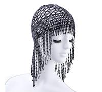 SAVOMA Filles femmes perles de danse orientale chapeau chapeau bandeau/accessoire pour cheveux/coiffe pour fête mariage spectacle (couleur : noir)