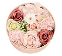 Savon à fleurs set dans une boîte cadeau, savons fantaisie pour femmes roses Soap Fleurs Boîte de bain ronde Fleurs de bain pour femmes Mariage de la Saint-Valentin, stylea
