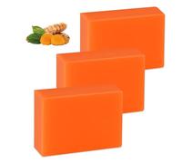 Savon à L'acide Kojique, 3 * 65g Acide Hyaluronique Curcuma Savon pour Eliminer Points Noirs, Acné et Taches Foncées, Doux pour l'Hydratation du Visage et Corps