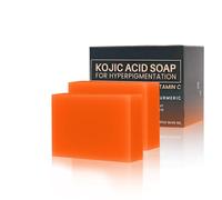 Savon à L'acide Kojique, Curcuma Savonnette Dissolvant de Taches Sombres pour le Visage et le Corps, Skin Lightening Kojic Acid Soap Bars pour Bain Éclaircissant Hydratant (2×100g) (2)
