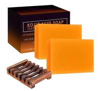 Savon à l'acide kojique pour le visage et le corps, vitamine C, barre de savon hyperpigmentation, hydratant au curcuma pour lutter contre l'acné, les taches noires, les points noirs avec sac de savon