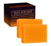 Savon à l'acide kojique pour le visage et le corps - Vitamine C - Hyperpigmentation - Savon hydratant au curcuma contre l'acné - Taches noires, points noirs - Avec sac de savon en maille (2 pièces)