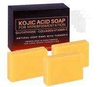 Savon à L'acide Kojique, Skin Lightening Soap, Dissolvant de taches sombres pour le visage et le corps, Acné et Taches Foncées, Rétrécissement des Pores, 3x100g