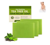 Savon à l'huile d'arbre à thé, savon exfoliant doux, nettoie les pores, savon purifiant pour le corps à l'huile d'arbre à thé et à de coco, gel douche apaisant et hydratant pour une (3PCS)