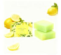 Savon à l'huile essentielle de citron au beurre de karité, nettoyant corporel rafraîchissant de pour blanchir et minimiser les pores, soulagement de la peau de poulet et barre nettoyante (2PCS)