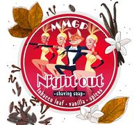 Savon à raser artisanal « Night Out » (MMGP) - Fabriqué au Royaume-Uni - Feuille de tabac, vanille et épices - 7 beurres - Ingrédients entièrement naturels