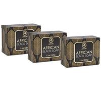 Savon Africain Noir 3x140g - Hydratation - Nutrition - Naturel à Base de Beurre de Karité et Huile de Coco - Tous Types de Peau - Ingrédients Naturels