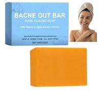 Savon Anti-Acné Dos et Corps, Savon Nettoyant Corps à la Vitamine C, Alpha Arbutine et Curcuma, Savon Solide Purifiant pour Imperfections Corporelles, Soin Quotidien 100 g (1pcs)