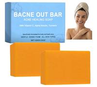 Savon Anti-Acné Dos et Corps, Savon Nettoyant Corps à la Vitamine C, Alpha Arbutine et Curcuma, Savon Solide Purifiant pour Imperfections Corporelles, Soin Quotidien 100 g (2pcs)