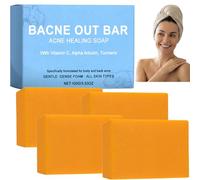 Savon Anti-Acné Dos et Corps, Savon Nettoyant Corps à la Vitamine C, Alpha Arbutine et Curcuma, Savon Solide Purifiant pour Imperfections Corporelles, Soin Quotidien 100 g (4pcs)