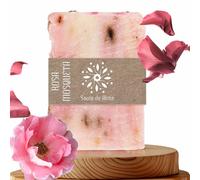 Savon Artisanal et Végan à la Rose Musquée - Savon en Barre Visage, Mains et Corps | Hydratant, Régénérant et Biodégradable | Fabriqué en Espagne avec des Ingrédients Naturels | 100 g (Rose Musquée)