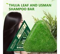 Savon artisanal Usman aux extraits de plantes, shampoing vert hydratant, nettoyant, pour le cuir chevelu, contrôle du sébum et épaississement des cheveux