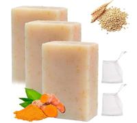 Savon au curcuma laiteux Joana, savon naturel au curcuma pour le visage et le corps, ingrédients naturels hydratants et nourrissants, savons artisanaux pour tous types de peau (3 pièces)