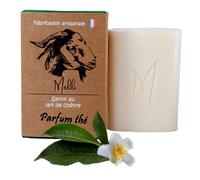 Savon au Lait de Chèvre Bio, Parfum Thé - Artisanat Fabriqué en France - Soin Nettoyant Visage Masque - Traitement Peau Anti Imperfections Psoriasis Eczéma Point Noirs Pores Dilatées Femme Homme Bébé