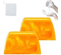 Savon au parfum doré hydratant nettoyant en profondeur, barre de savon au parfum doré, améliore l'or nourrissant soyeux pour le visage et le corps, avec filet moussant (2 Pcs)