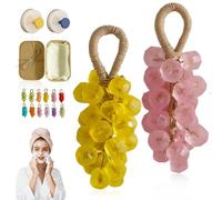 Savon Au Raisin Avec Cordon, Savon Artisanal Au Raisin Cristal Nettoyant Doux, Pour Le Corps, Les Mains Et Le Visage Nettoyant Pour Une Peau Douce Et Lisse, Air Frais(Lemon+Peach2)