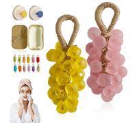 Savon Au Raisin Avec Cordon, Savon Artisanal Au Raisin Cristal Nettoyant Doux, Pour Le Corps, Les Mains Et Le Visage Nettoyant Pour Une Peau Douce Et Lisse, Air Frais(Lemon+Peach)