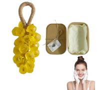 Savon au raisin, savon au raisin sur corde, raisins décoratifs en cristal faits à la main for se laver, air frais, parfum longue durée, nettoyage doux, cadeau de Noël for hommes et femmes(Lemon)