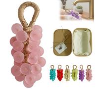 Savon au raisin sur une corde - Savon au raisin fait à la main en grappe - Savon aromatique décoratif pour lavage des mains, salle de bain, douche et cadeau, décoration de la maison (1, rose)