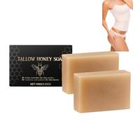 Savon au suif et au miel pour peaux sèches et sensibles, savon naturel au suif nourri à l’herbe non parfumé, nettoyant visage et corps hydratant fait main pour femmes et hommes (2pcs)