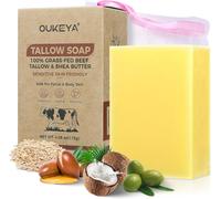 Savon Au Suif Naturel 115g,Savons Visage & Corps Hydratant,Enrichi En Beurre De Karité,Huile De Coco,Avoine,Calendula Et Argousier,Mousse Douce,Peaux Sensibles,Avec Filet Moussant