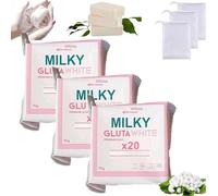 Savon blanc au glutamate lacté x20, Savon blanc au glutamate lacté, Savons Glutamilk Whitening, Pains de savonpremium au gluta mate pour le visage et le corps, Nettoie en profondeur (3PCS)