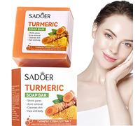 Savon Curcuma Bio | Savon Visage Pour Peaux Sensibles, Pour Le Visage et le corps Au Curcuma Exfoliant Naturel Éclaircissant Pour La Peau, peau lisse, savon fait main naturel nettoyant