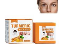 Savon Curcuma, Savon Pour Visage Au Curcuma Anti Taches Savon Curcuma Kojic Savon Kojic Acide Eclaircissant Barre de Savon Visage Solide Pour Boutons Visage Et Tache Noir (1PC)