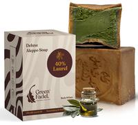 Savon D'alep 1 X 200g (Deluxe) 40% Huile De Laurier, 60% Huile D'olive, Savon ? L'huile D'olive, Naturel, Aleppo Soap, Fait Main, Vegan, Pour Le Visage Et Le Corps