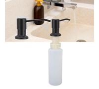 Savon de lavabo de Cuisine, Savon Noir pour lavabo de Cuisine Savon Tube Kit Savon de lavabo intégré Mat Savon Rotatif 360 ° Savon de Cuisine en Acier Inoxydable Savon, Porte Savon Mural (Noir)