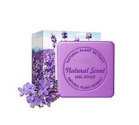 Savon de lavande, Savon pour la douche à l'huile de lavande - Gel douche solide, Seife pièce 100g - Naturseife aux huiles essentielles pour le visage, le corps & les cheveux (1)