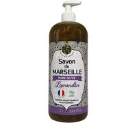Savon De Marseille Liquide Lavandin-1l-Pure Olive Bio-100% Origine Naturelle-Sans Huile De Palme-Sans Colorant-Peaux Sensibles-Visage,Mains Et Corps-Made In France