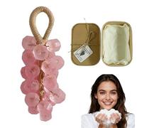 Savon de raisin de cristal, savon de raisin sur une corde, personnalisé original fait à la main, savon nettoyant doux, peau lisse, lavage des mains et bain, douche de la peau d'hygiène (Pêche)