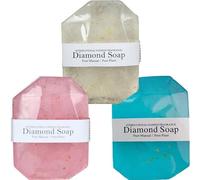 Savon diamant 3 pièces, savon à l'huile de bain en forme de gemme végétale naturelle, huile essentielle parfumée botanique, bain en feuille d'or pour femmes et hommes |