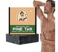 Savon en barre naturel pour hommes - 100 g de savon naturel au goudron de pin et à l'avoine | Gommage hydratant et exfoliant à l’avoine | Barre nettoyante en profondeur anti-acariens à l'huile essenti