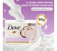 Savon en barre parfumé à la noix de coco Dove 90g, 2-en-1 Nettoyant & Douche