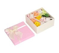 Savon en forme de rose, coffret cadeau de savon de bain exquis pour femmes, savon floral longue durée qui ne déteint pas, orné d’un ruban - idéal pour la Saint-Valentin, (Jaune)