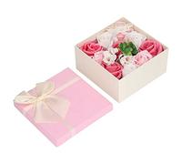 Savon en forme de rose, coffret cadeau de savon de bain exquis pour femmes, savon floral longue durée qui ne déteint pas, orné d’un ruban - idéal pour la Saint-Valentin, (Rose)