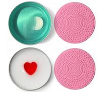 Savon et nettoyant pour pinceaux de maquillage, 2 barres de savon en forme cœur et lune (210 g au total) pour nettoyer les pinceaux les éponges, comprend 2 tampons nettoyage en