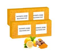 Savon exfoliant au curcuma au citron - Nettoyage en profondeur - Hydratant et lumineux - Pour gras, sec, sensible, visage et corps, visage et corps - Main et aisselles (4 pièces)