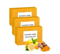 Savon exfoliant au curcuma au citron - Nettoyage en profondeur - Hydratant - Lumineux - Pour gras, sec, sensible, visage et corps, visage et corps - Main et aisselles (3 pièces)
