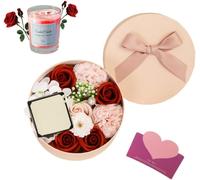 Savon Fleur&bougie Parfumées Scatola Rotonda Regalo Donna Rose(Pivoine) Profumate Da Bagno Regalo Della Mamma San Valentino Compleanno Anniversario.[Q27]