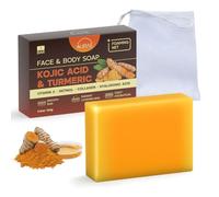 Savon Kojic Acid & Savon Curcuma Visage contre les Taches, Éclaircissant & Hydratant - Doux Visage & Corps, Avec Vit. C, Rétinol, Collagène & Ac. Hyaluronique, Sans Parabènes & SLS (100g)