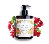 Savon Liquide Mains Géranium Rosat 500ml - Savon de Marseille Liquide 96% Naturel - Parfum frais et Floral - Huile d’Olive - Fabriqué en France - Panier des Sens