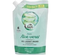 Savon liquide recharge mains adoucissante Aloe Vera - CARREFOUR SOFT, format 500mL, ECO PACK - Lot de 4