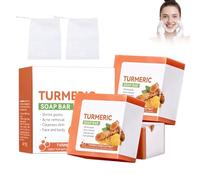 Savon Naturel au Curcuma, Savon Nettoyant Clarifiant et Doux pour Peaux Impures, Grasses et Sensibles, Nettoyage Quotidien Visage et Corps à Formule Naturelle, Lot de 2 Pièces